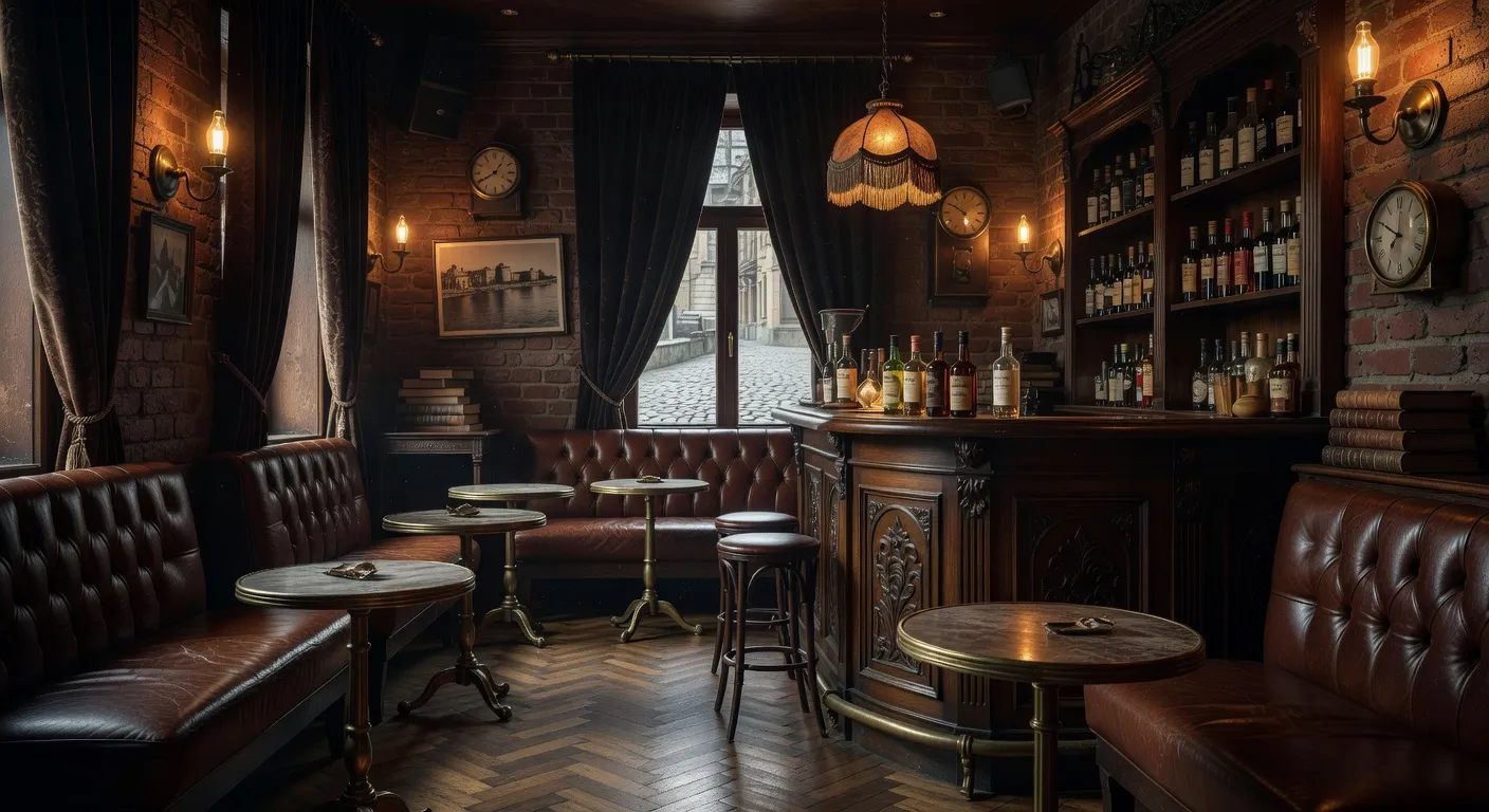 Comptoir d'un bar a vins natures dans le quartier Podil de Kyiv