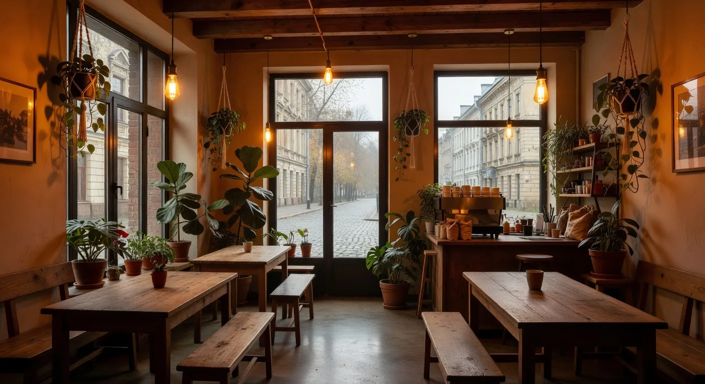 Cafe et station de travail dans un appartement de Podil, Kyiv