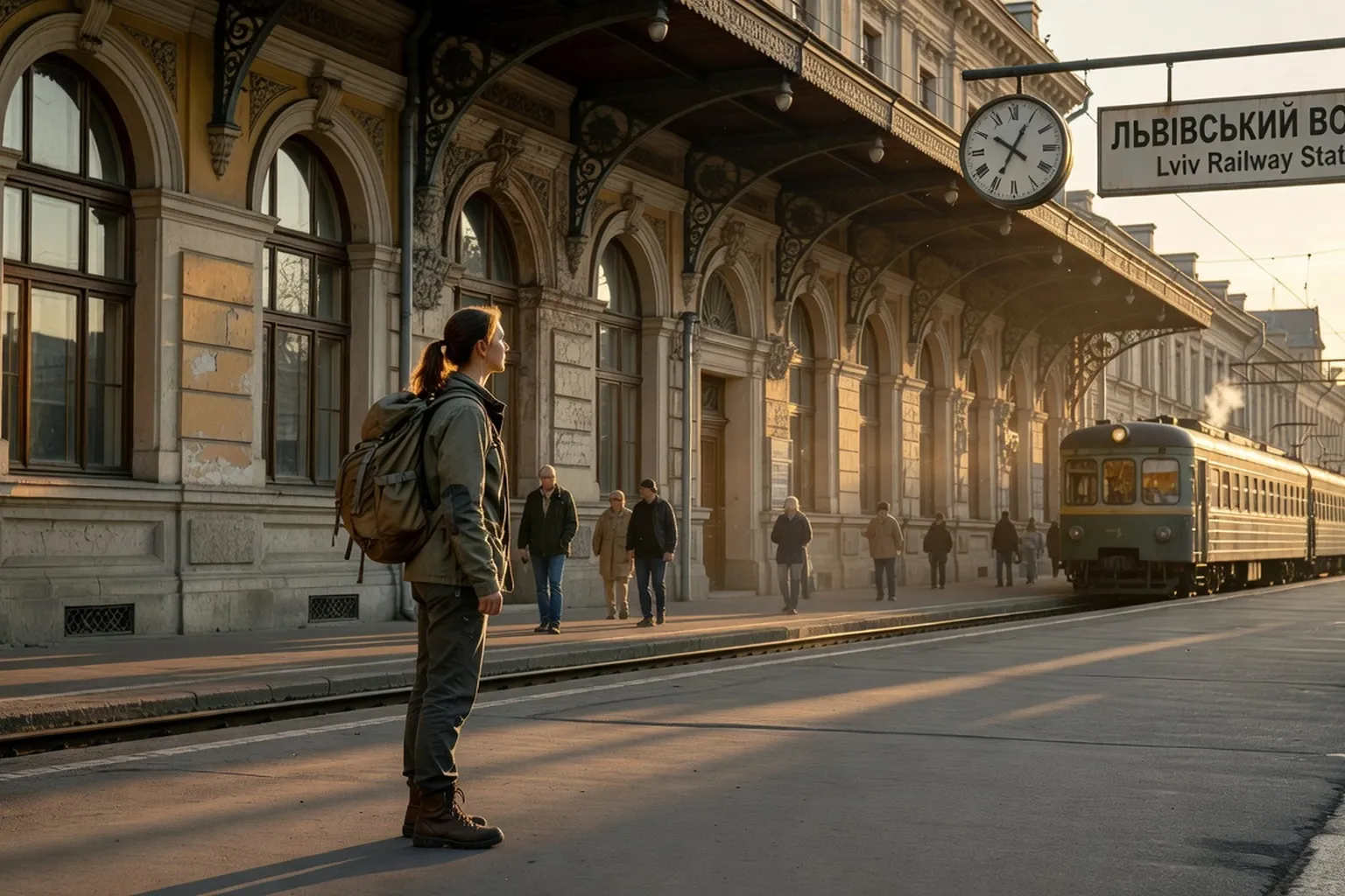 Voyageur en Ukraine 2026 avec valise gare de Lviv