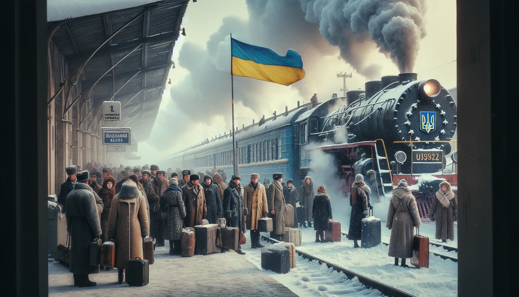 Train arrivant à la gare frontière ukrainienne depuis la Pologne