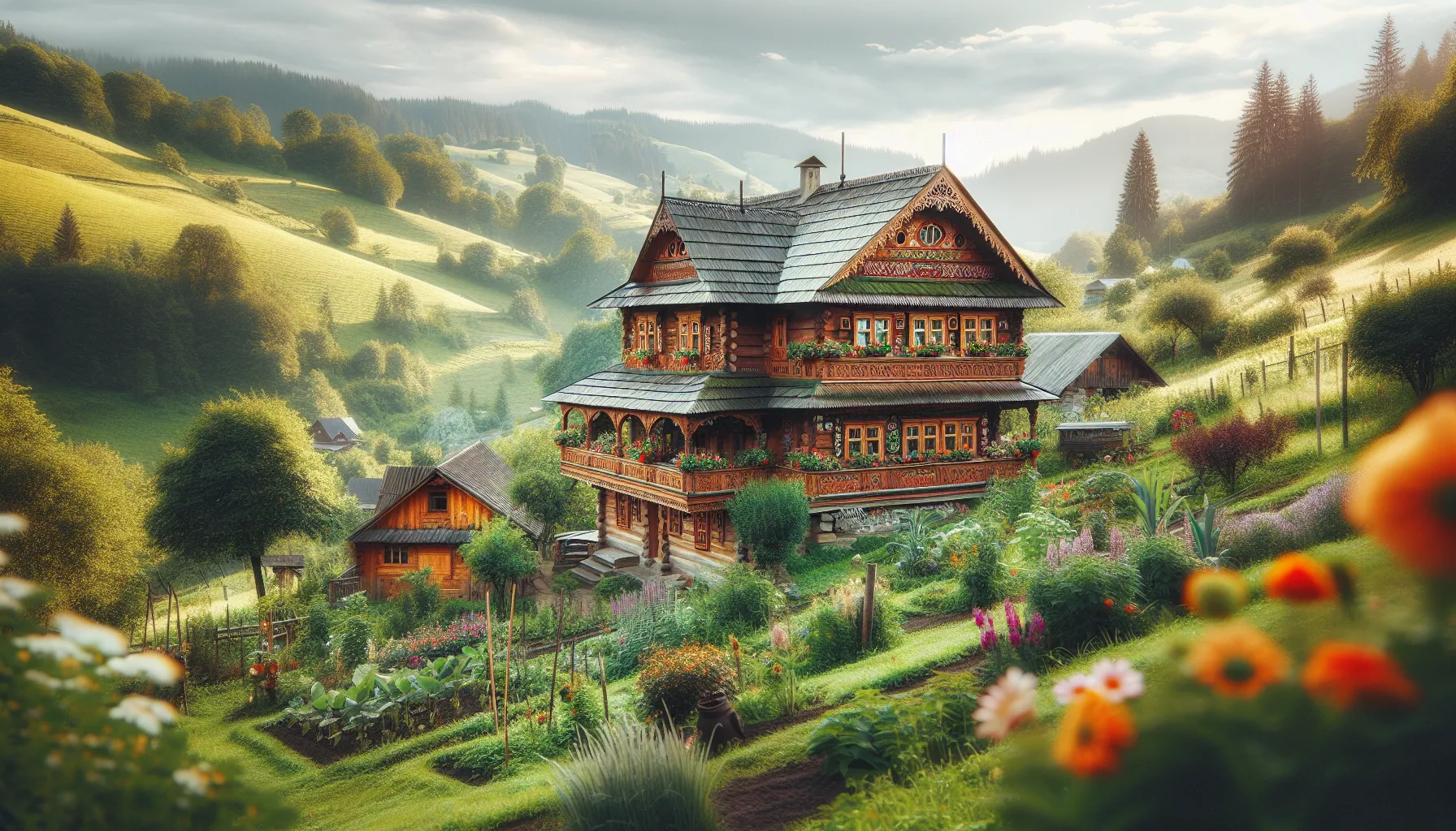 Culture Hutsule dans les Carpates - architecture en bois traditionnelle et artisanat